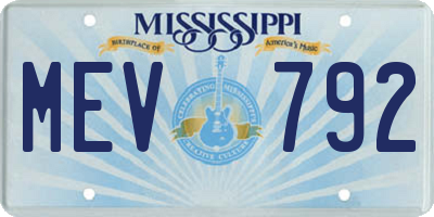 MS license plate MEV792