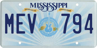 MS license plate MEV794