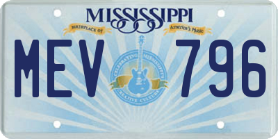 MS license plate MEV796