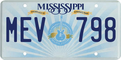 MS license plate MEV798