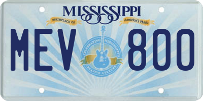 MS license plate MEV800
