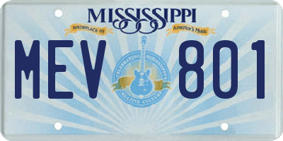 MS license plate MEV801