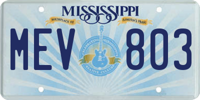 MS license plate MEV803