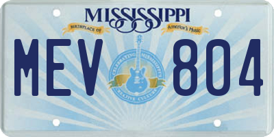 MS license plate MEV804