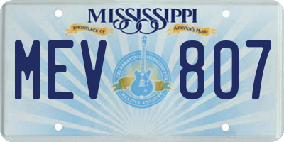 MS license plate MEV807