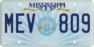 MS license plate MEV809