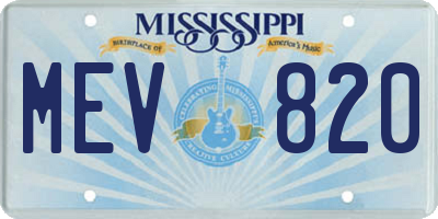 MS license plate MEV820