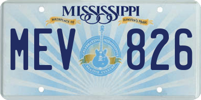 MS license plate MEV826