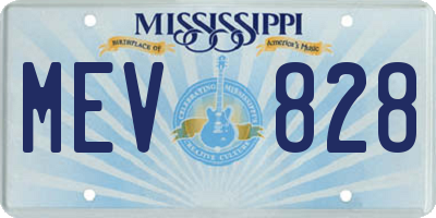 MS license plate MEV828