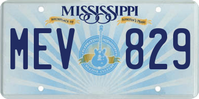MS license plate MEV829