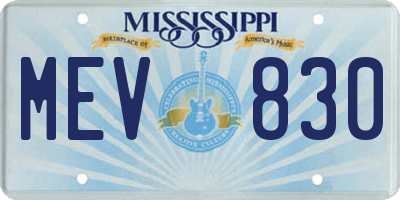 MS license plate MEV830