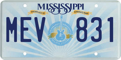 MS license plate MEV831