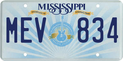 MS license plate MEV834