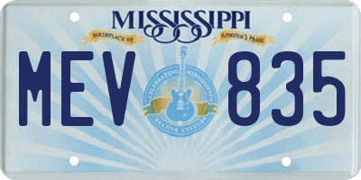 MS license plate MEV835