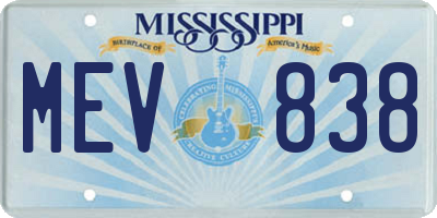 MS license plate MEV838
