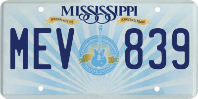 MS license plate MEV839