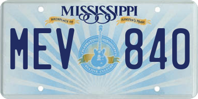 MS license plate MEV840
