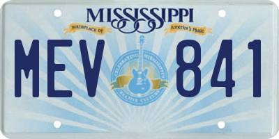 MS license plate MEV841