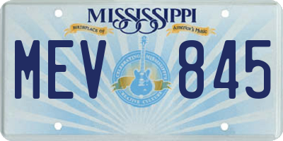 MS license plate MEV845