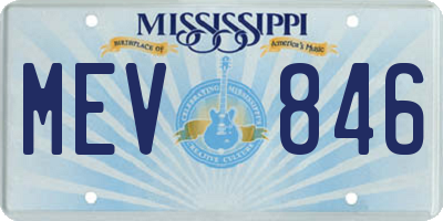 MS license plate MEV846