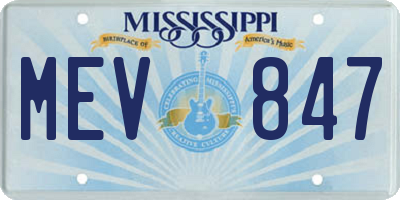 MS license plate MEV847
