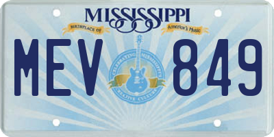 MS license plate MEV849