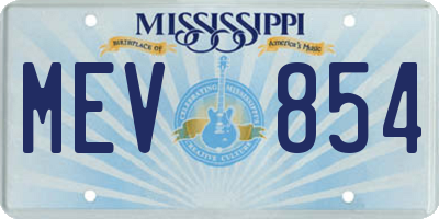 MS license plate MEV854
