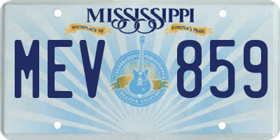 MS license plate MEV859