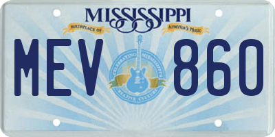 MS license plate MEV860