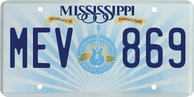 MS license plate MEV869