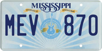 MS license plate MEV870