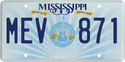 MS license plate MEV871