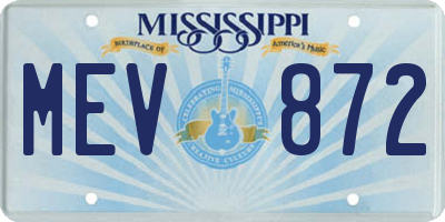 MS license plate MEV872