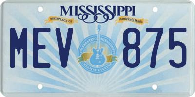 MS license plate MEV875