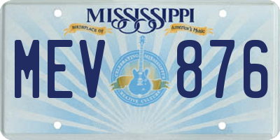 MS license plate MEV876
