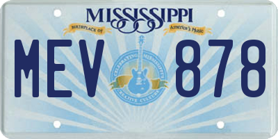 MS license plate MEV878