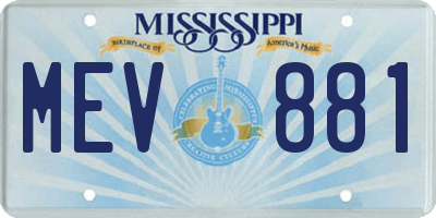 MS license plate MEV881