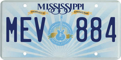 MS license plate MEV884