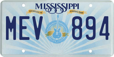 MS license plate MEV894