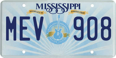 MS license plate MEV908