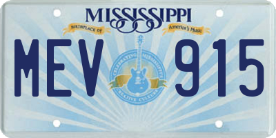 MS license plate MEV915