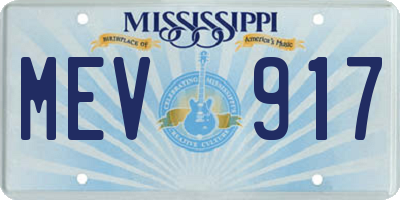 MS license plate MEV917