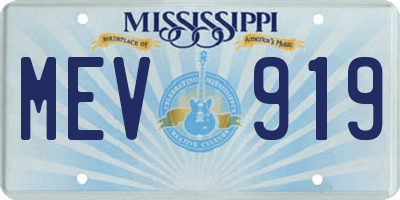 MS license plate MEV919