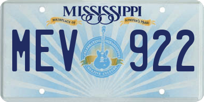 MS license plate MEV922