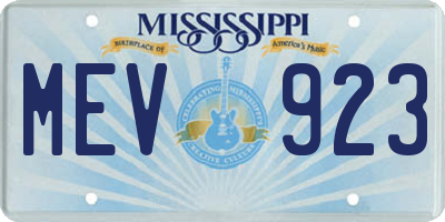 MS license plate MEV923