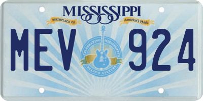MS license plate MEV924