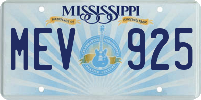 MS license plate MEV925