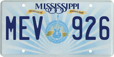 MS license plate MEV926