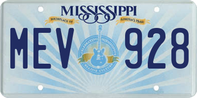 MS license plate MEV928