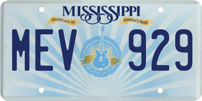 MS license plate MEV929